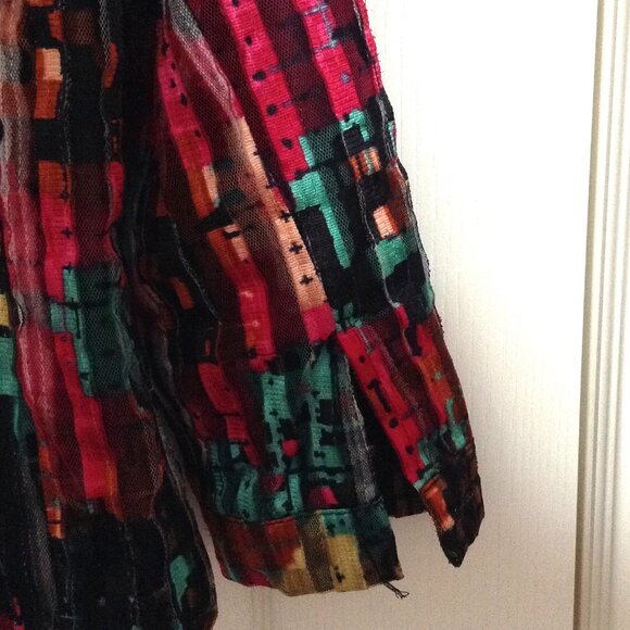 City Girl Nancy Bolen Women's Multicolor Cropped Jacket Size S Christmassy Party - Picture 5 of 7